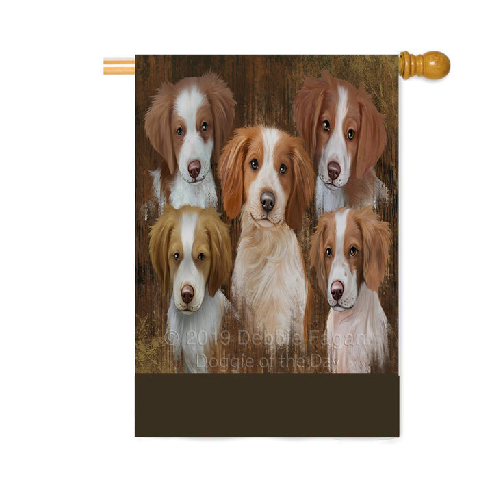 Personalized Rustic 5 Brittany Spaniel Dogs Custom House Flag FLG-DOTD-A62567
