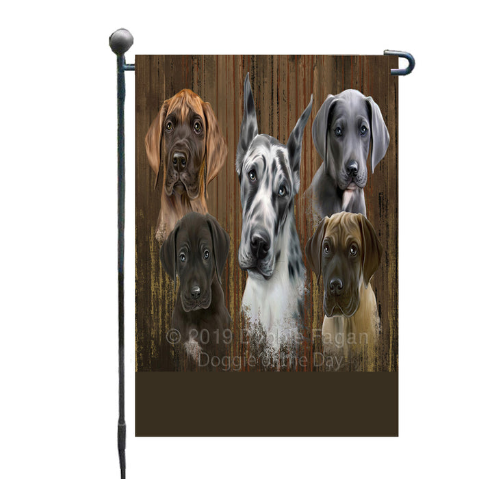 Personalized Rustic 5 Great Dane Dogs Custom Garden Flags GFLG-DOTD-A62523