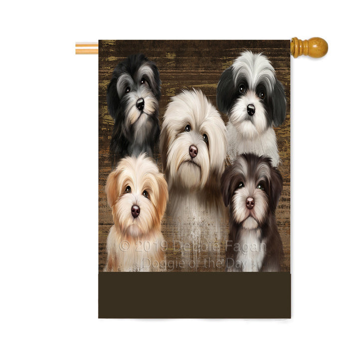 Personalized Rustic 5 Havanese Dogs Custom House Flag FLG-DOTD-A62580