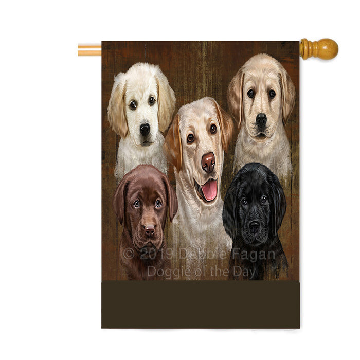 Personalized Rustic 5 Labrador Dogs Custom House Flag FLG-DOTD-A62582