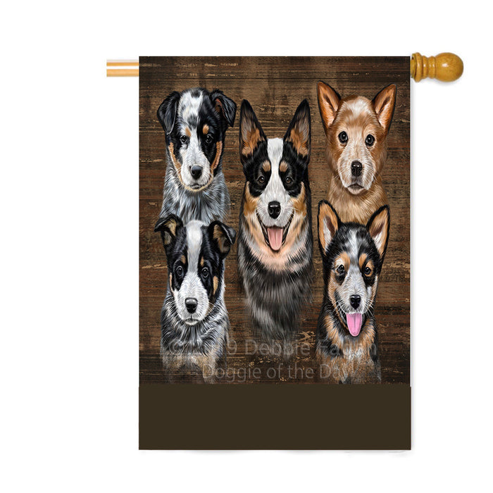 Personalized Rustic 5 Australian Cattle Dogs Custom House Flag FLG-DOTD-A62555