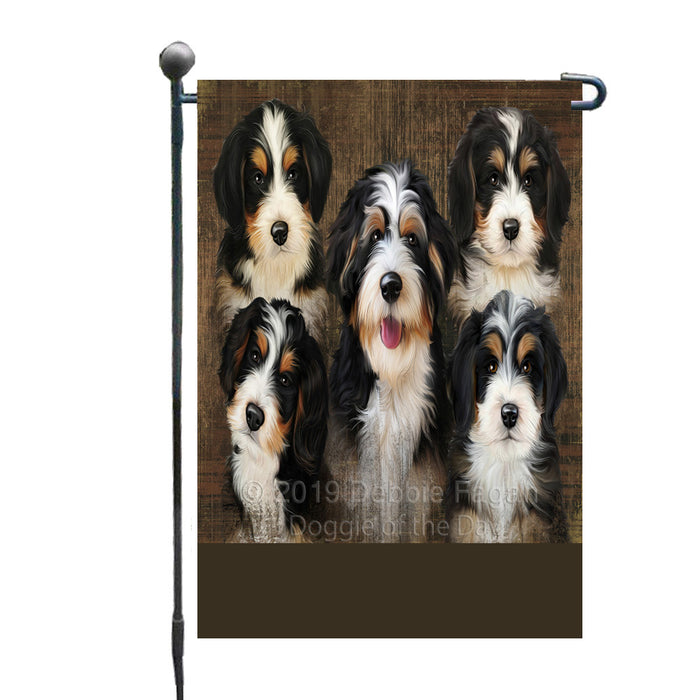 Personalized Rustic 5 Bernedoodle Dogs Custom Garden Flags GFLG-DOTD-A62504
