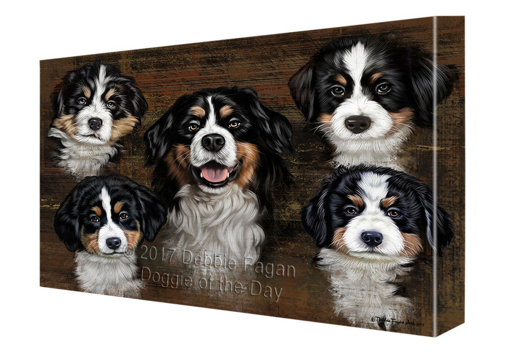 Rustic 5 Bernese Mountain Dogs Canvas Wall Art CVSA49719