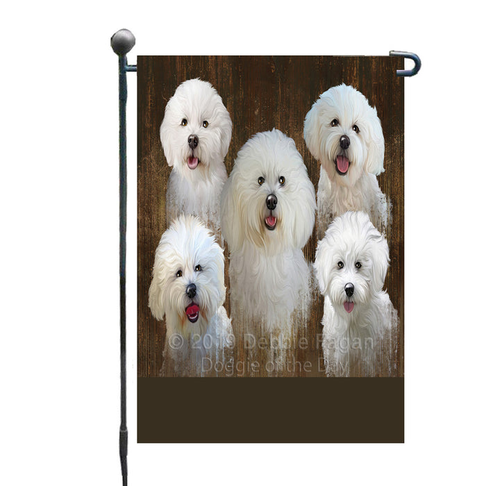 Personalized Rustic 5 Bichon Frise Dogs Custom Garden Flags GFLG-DOTD-A62506