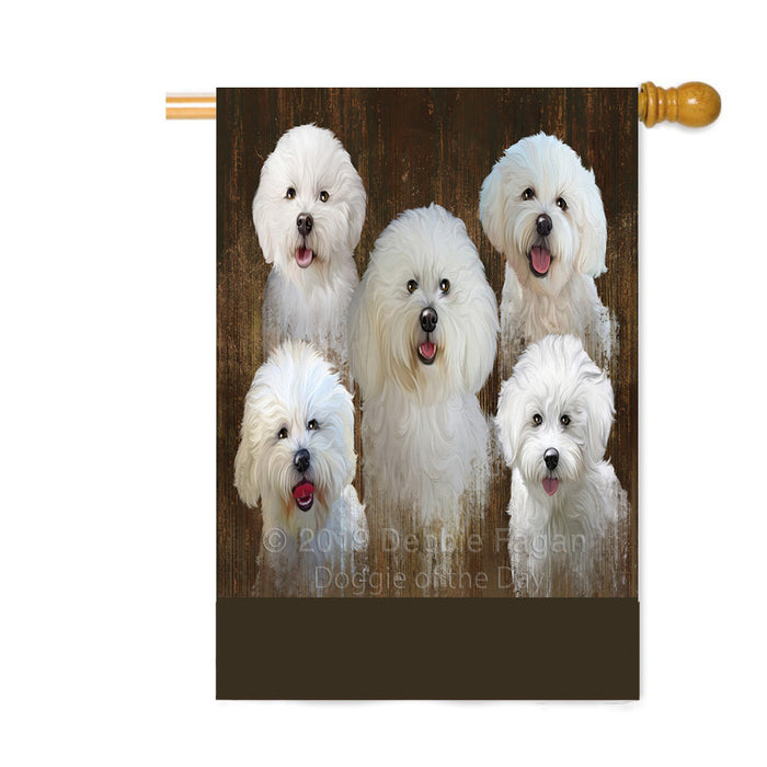 Personalized Rustic 5 Bichon Frise Dogs Custom House Flag FLG-DOTD-A62562