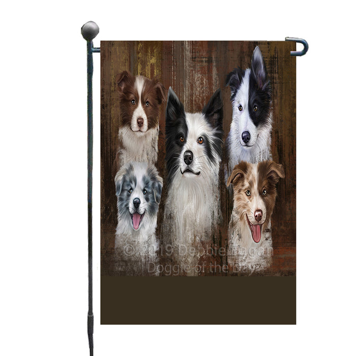 Personalized Rustic 5 Border Collie Dogs Custom Garden Flags GFLG-DOTD-A62508