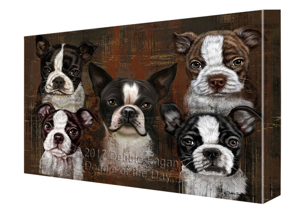Rustic 5 Boston Terriers Dog Canvas Wall Art CVSA49737