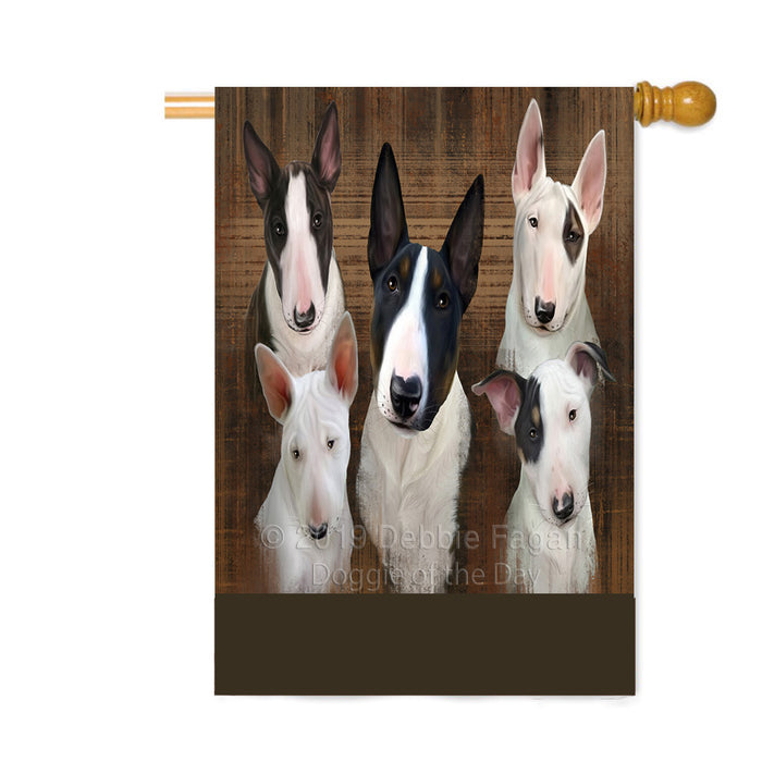 Personalized Rustic 5 Bull Terrier Dogs Custom House Flag FLG-DOTD-A62568