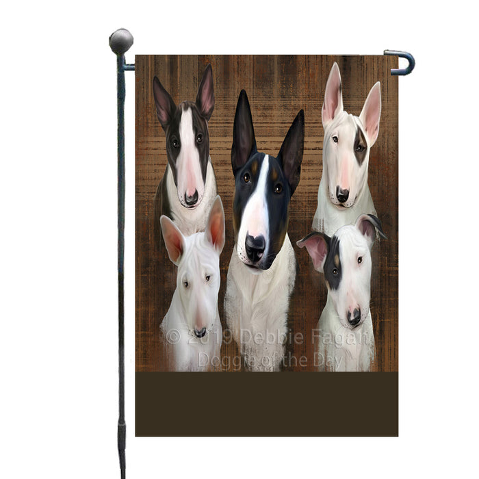 Personalized Rustic 5 Bull Terrier Dogs Custom Garden Flags GFLG-DOTD-A62512