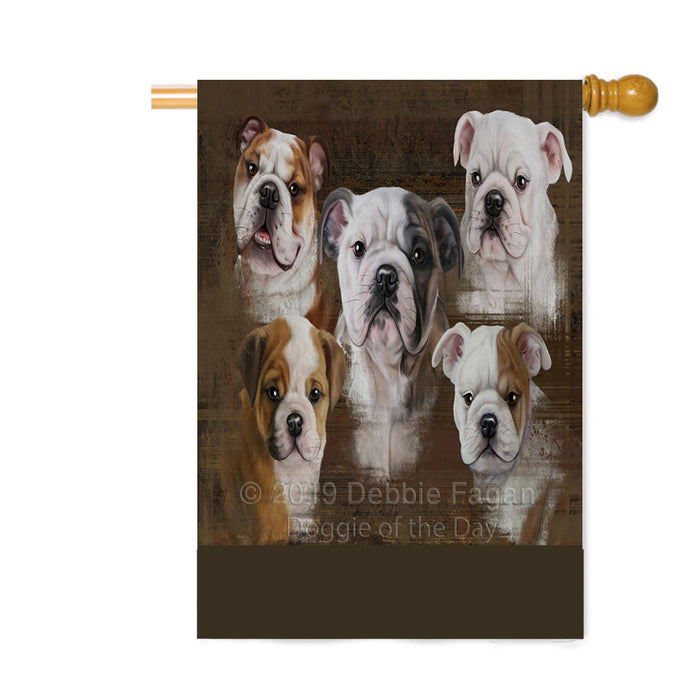 Personalized Rustic 5 Bulldogs Custom House Flag FLG-DOTD-A62569
