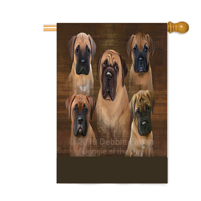 Personalized Rustic 5 Bullmastiff Dogs Custom House Flag FLG-DOTD-A62570