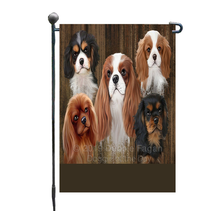 Personalized Rustic 5 Cavalier King Charles Spaniel Dogs Custom Garden Flags GFLG-DOTD-A62515