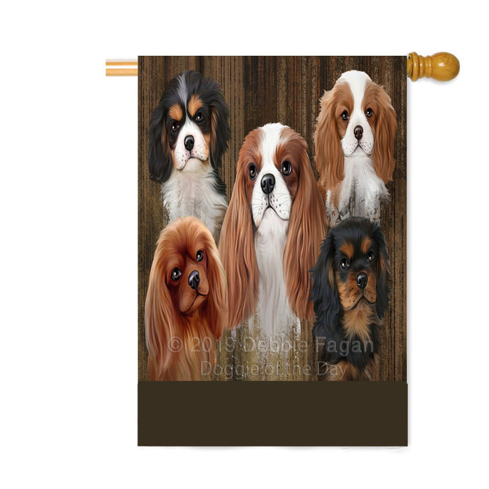 Personalized Rustic 5 Cavalier King Charles Spaniel Dogs Custom House Flag FLG-DOTD-A62571