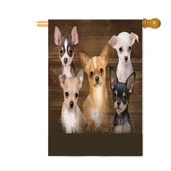 Personalized Rustic 5 Chihuahua Dogs Custom House Flag FLG-DOTD-A62572