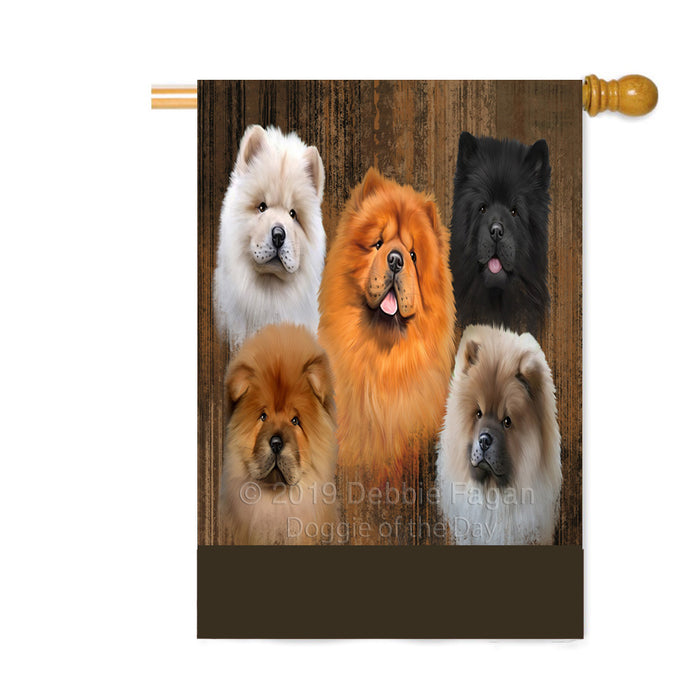 Personalized Rustic 5 Chow Chow Dogs Custom House Flag FLG-DOTD-A62573