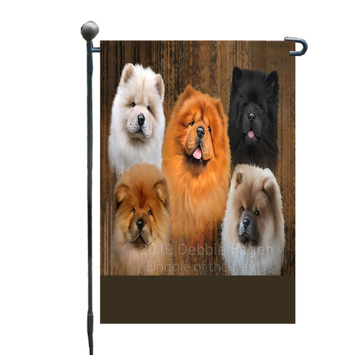 Personalized Rustic 5 Chow Chow Dogs Custom Garden Flags GFLG-DOTD-A62517