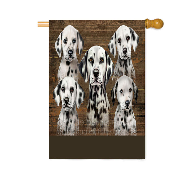 Personalized Rustic 5 Dalmatian Dogs Custom House Flag FLG-DOTD-A62575
