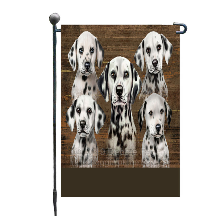 Personalized Rustic 5 Dalmatian Dogs Custom Garden Flags GFLG-DOTD-A62519