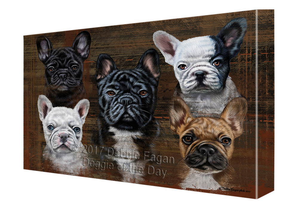 Rustic 5 French Bulldogs Canvas Wall Art CVSA49764