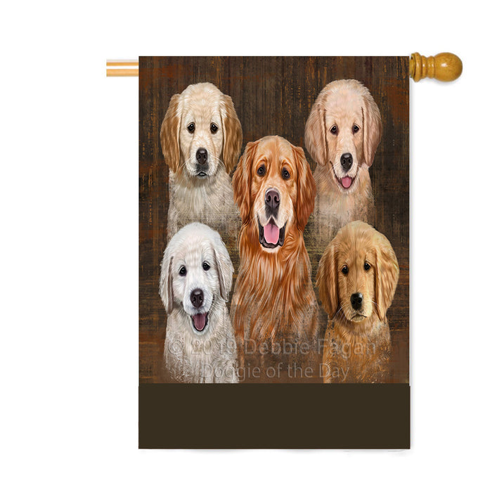 Personalized Rustic 5 Golden Retriever Dogs Custom House Flag FLG-DOTD-A62578