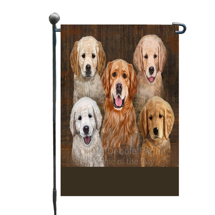 Personalized Rustic 5 Golden Retriever Dogs Custom Garden Flags GFLG-DOTD-A62522