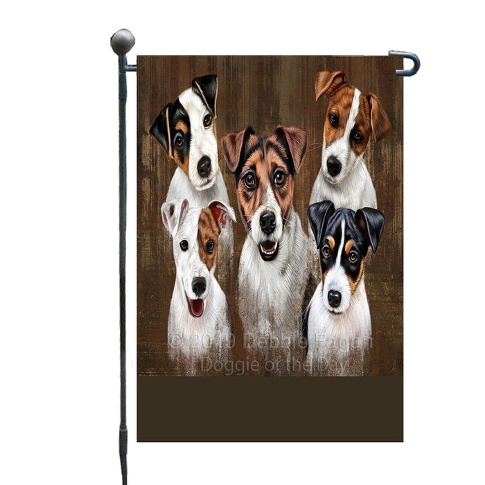 Personalized Rustic 5 Jack Russel Dogs Custom Garden Flags GFLG-DOTD-A62525