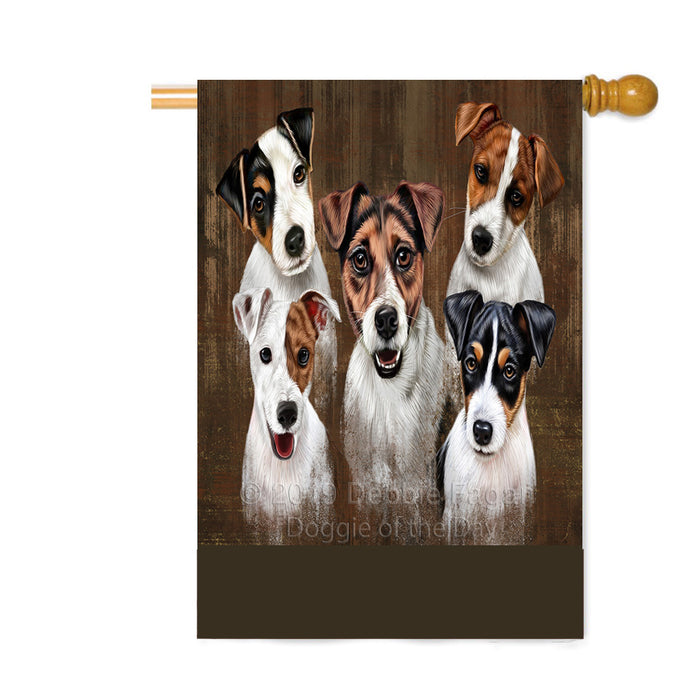 Personalized Rustic 5 Jack Russel Dogs Custom House Flag FLG-DOTD-A62581