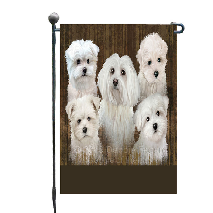 Personalized Rustic 5 Maltese Dogs Custom Garden Flags GFLG-DOTD-A62528