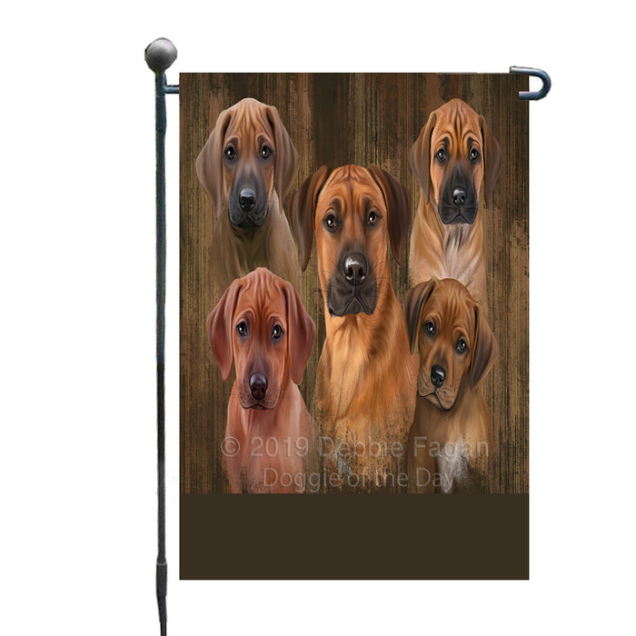 Personalized Rustic 5 Rhodesian Ridgeback Dogs Custom Garden Flags GFLG-DOTD-A62533