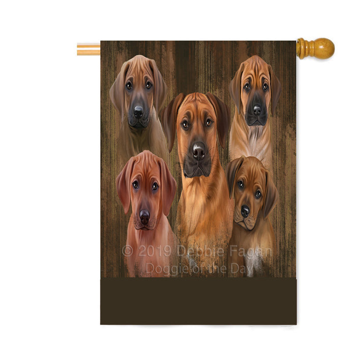 Personalized Rustic 5 Rhodesian Ridgeback Dogs Custom House Flag FLG-DOTD-A62589
