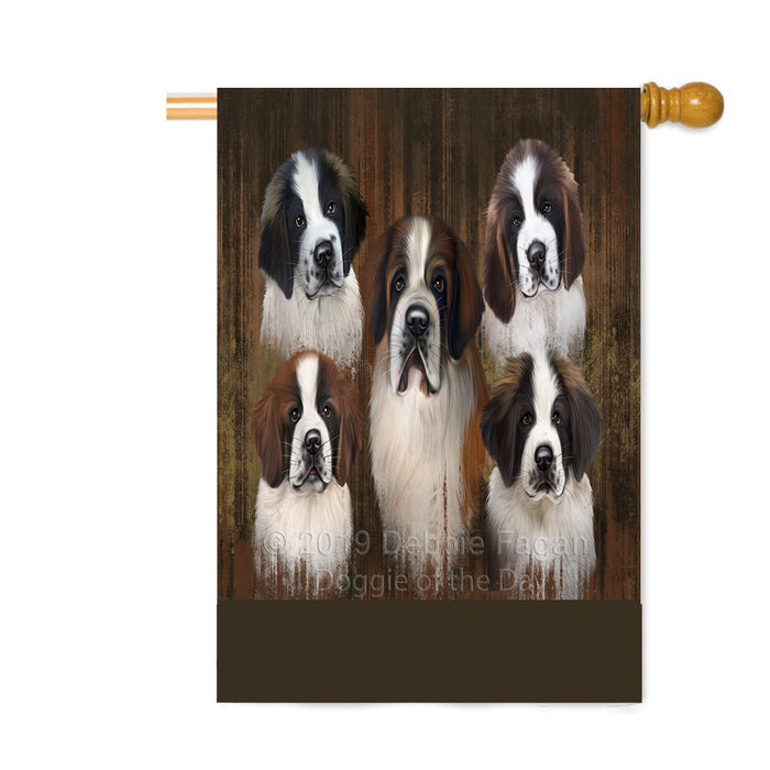 Personalized Rustic 5 Saint Bernard Dogs Custom House Flag FLG-DOTD-A62590
