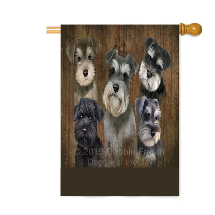 Personalized Rustic 5 Schnauzer Dogs Custom House Flag FLG-DOTD-A62591
