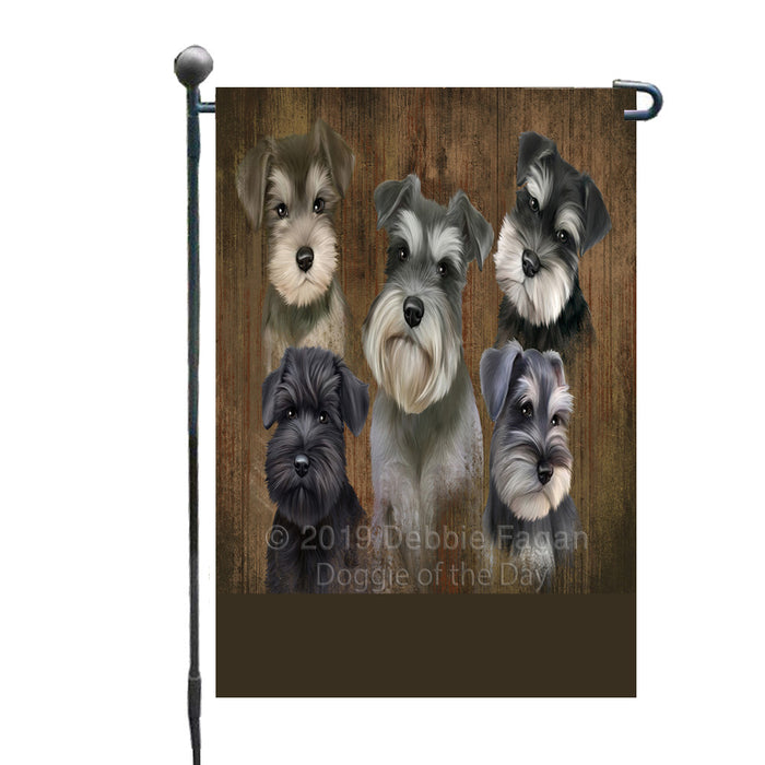 Personalized Rustic 5 Schnauzer Dogs Custom Garden Flags GFLG-DOTD-A62535