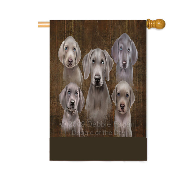 Personalized Rustic 5 Weimaraner Dogs Custom House Flag FLG-DOTD-A62597