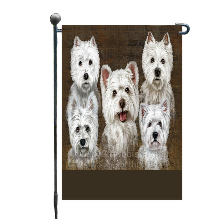 Personalized Rustic 5 West Highland Terriers Dogs Custom Garden Flags GFLG-DOTD-A62542