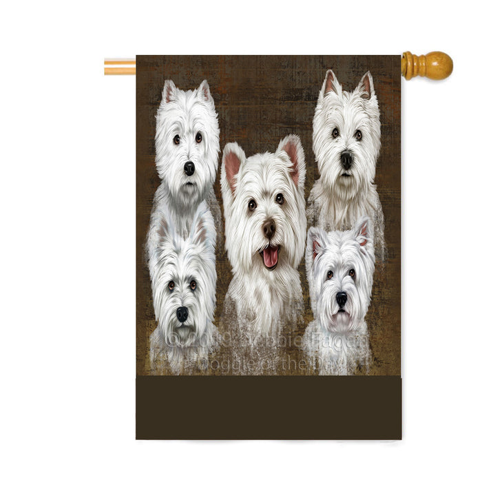Personalized Rustic 5 West Highland Terriers Dogs Custom House Flag FLG-DOTD-A62598