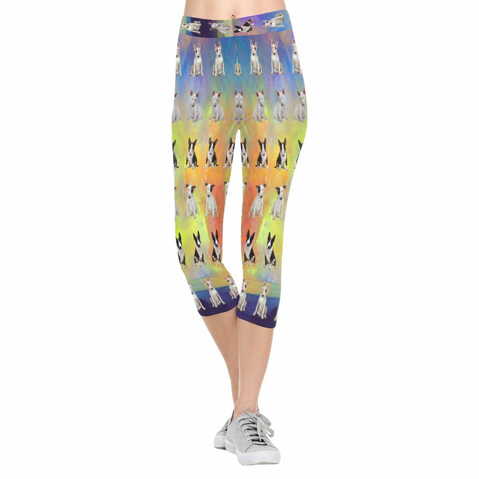 Bull Terrier Dogs  All-Over Low Rise Capri Leggings (Model L08)