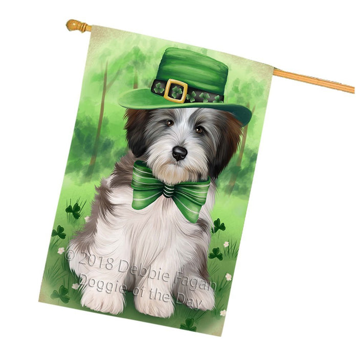 St. Patricks Day Irish Portrait Tibetan Terrier Dog House Flag FLG49257