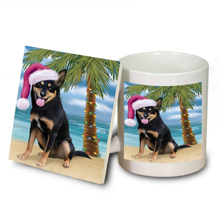 Summertime Australian Kelpie Adult Dog on Beach Christmas Mug and Coaster Set MUC0515