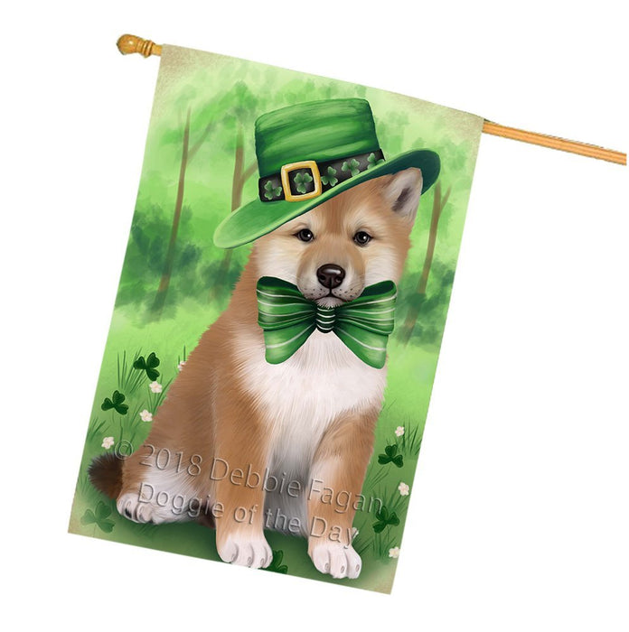 St. Patricks Day Irish Portrait Shiba Inu Dog House Flag FLG49241