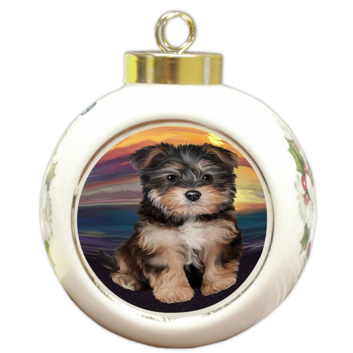 Yorkipoo Dog Round Ball Christmas Ornament RBPOR48544