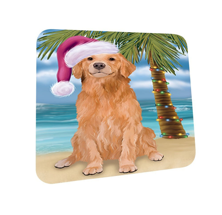 Summertime Golden Retriever Dog on Beach Christmas Coasters CST515 (Set of 4)