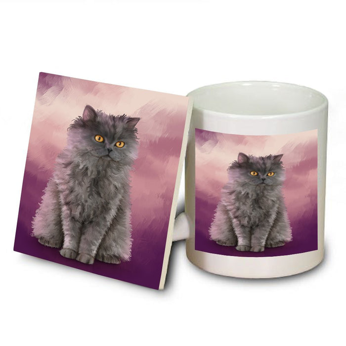 Selkirk Rex Cat Mug and Coaster Set