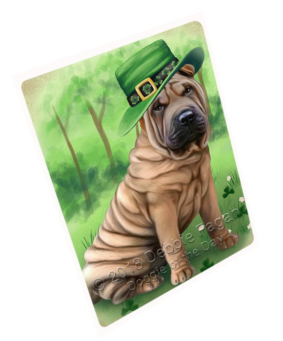 St. Patricks Day Irish Portrait Shar Pei Dog Tempered Cutting Board C51657