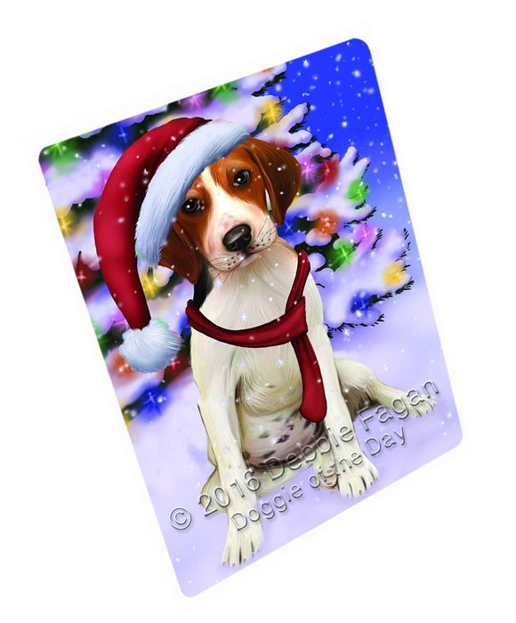 Winterland Wonderland Treeing Walker Coonhound Dog In Christmas Holiday Scenic Background Tempered Cutting Board