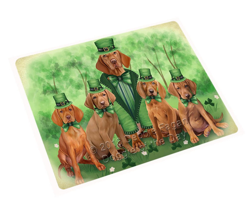 St. Patricks Day Irish Family Portrait Vizslas Dog Tempered Cutting Board C51765