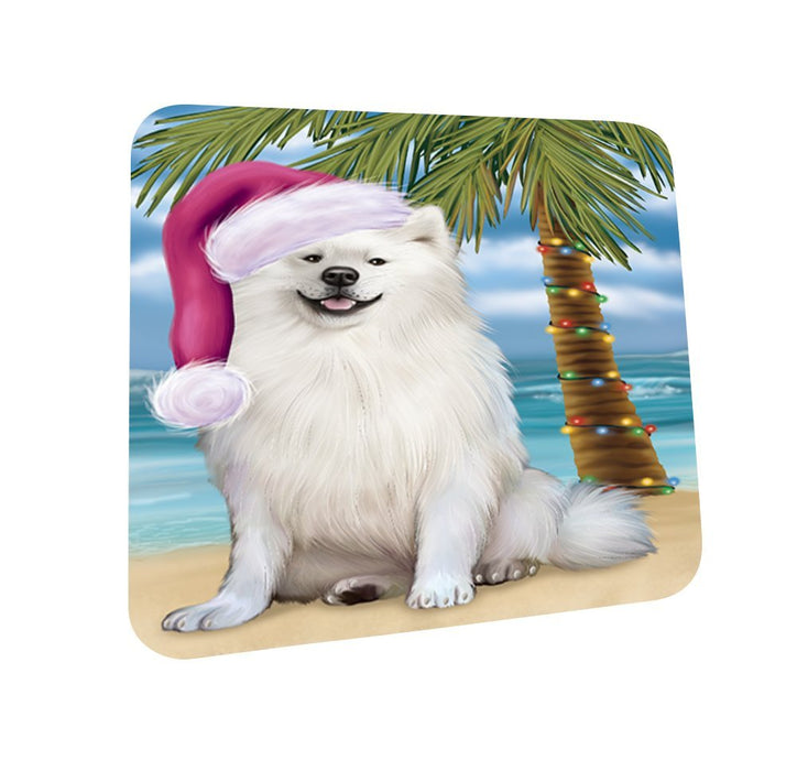 Summertime American Eskimo Adult Dog on Beach Christmas Coasters CST405 (Set of 4)