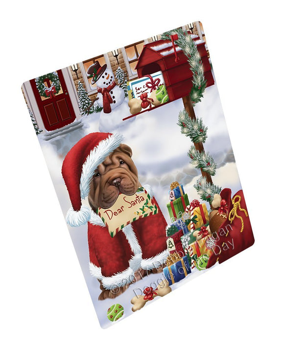 Shar Pei Dear Santa Letter Christmas Holiday Mailbox Dog Art Portrait Print Woven Throw Sherpa Plush Fleece Blanket