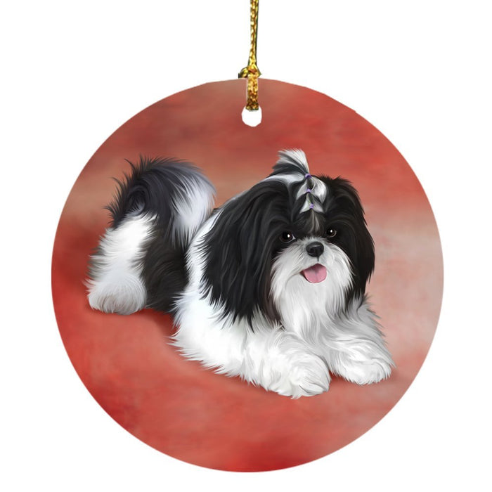 Shih Tzu Dog Round Christmas Ornament