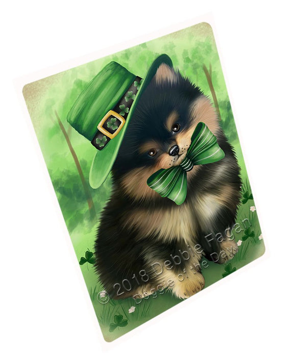 St. Patricks Day Irish Portrait Pomeranian Dog Tempered Cutting Board C51552